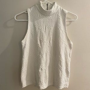 White geometric sleeveless top